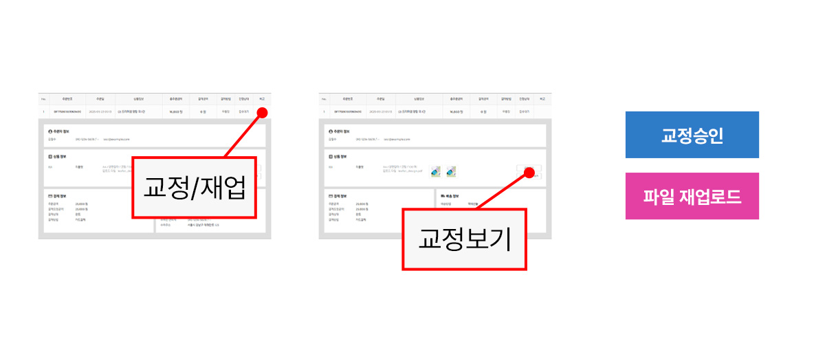 교정 진행 단계 화면